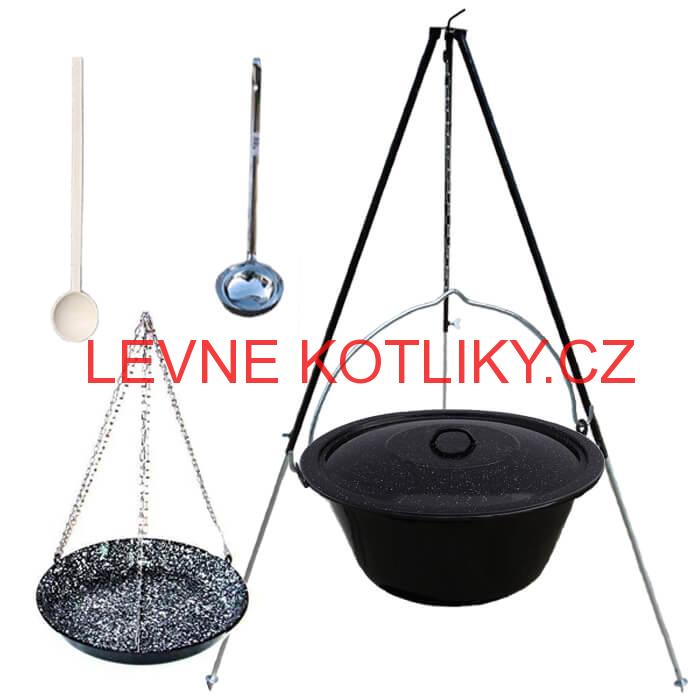 Smaltovaný kotlík 30 L s poklicí + teleskopický stojan