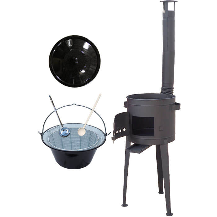 Smaltovaný kotlík 25 L (1,2 mm) + drátěný koš + vysoká žáruvzdorná kotlina 42 PLUS 600