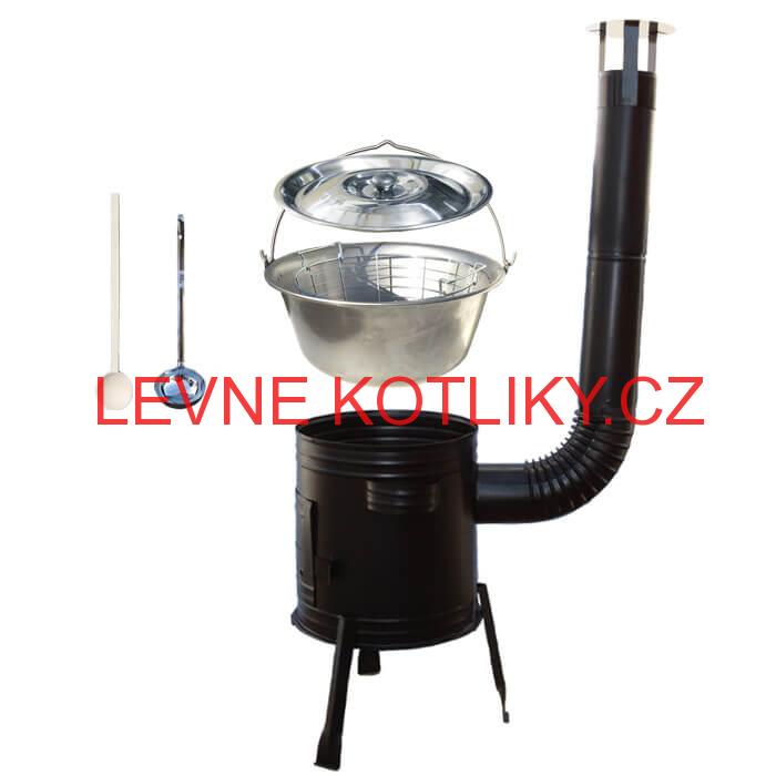 Nerezový kotlík 20 L (1,5 mm) + drátěný koš + kovová kotlina 42 Easy party (KOV)