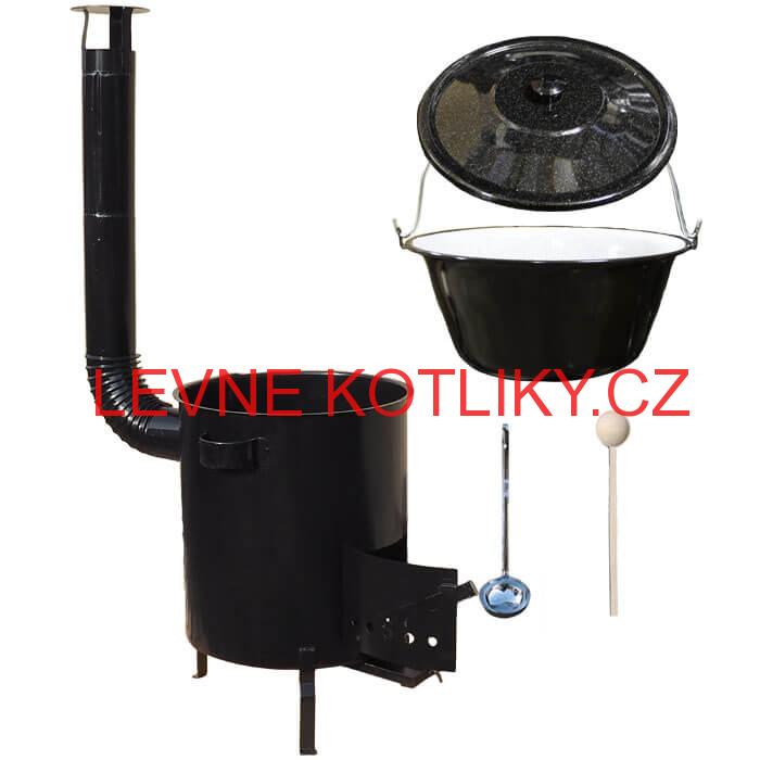 Smaltovaný kotlík 25 L (1,2 mm) + hrubostěnná (1,5 mm) kovová kotlina 42 STRONG
