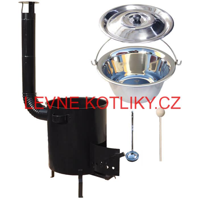 Nerezový kotlík 22 L (0,8 mm) + hrubostěnná (1,5 mm) kovová kotlina 42 STRONG