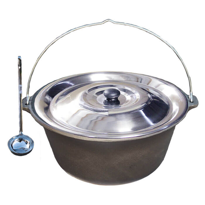 Litinový kotlík 10,8 L + nerezová poklice