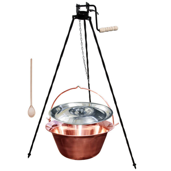 Měděný kotlík 30 L (1,2 mm) + stojan s kladkou VAR