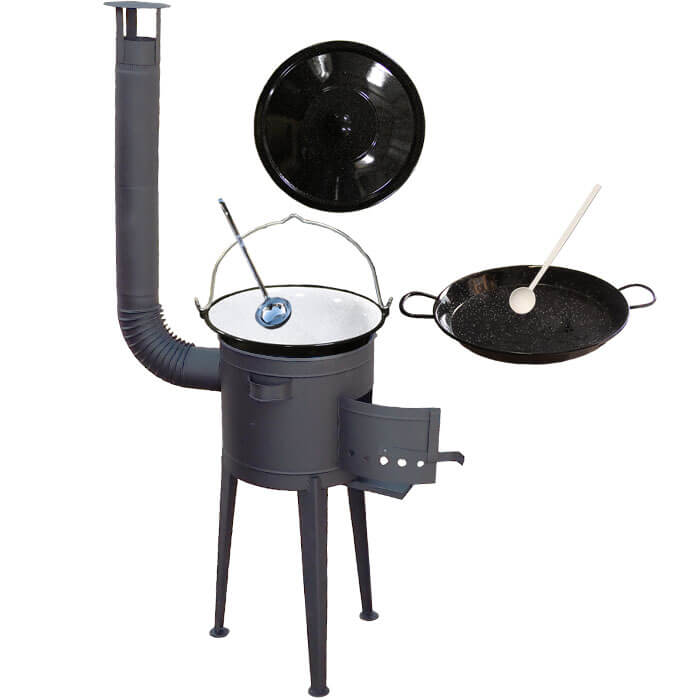 Smaltovaný kotlík 20 L (1,2 mm) + Paella smaltovaná pánev 46 cm + žáruvzdorná vysoká kotlina 42 PLUS 600