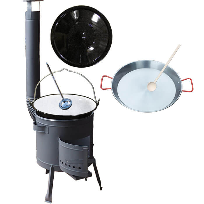 Smaltovaný kotlík 16 L + Paella ocelová pánev 46 cm + žáruvzdorná nízká kotlina 39 PLUS 600