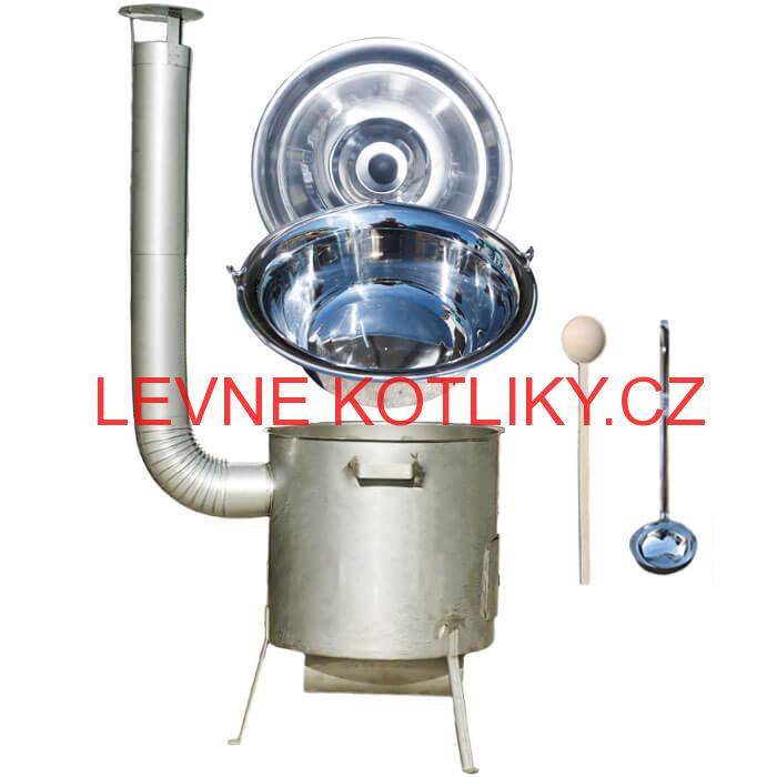 Nerezový kotlík 30 L (1,2 mm) + Vysoká Nerezová kotlina 45 cm ze zesíleným dnem (1,5 mm) KOMFORT