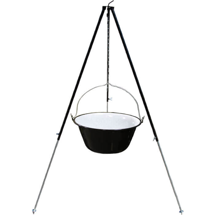 Smaltovaný kotlík 40 L + teleskopicka trojnožka 1,7 m