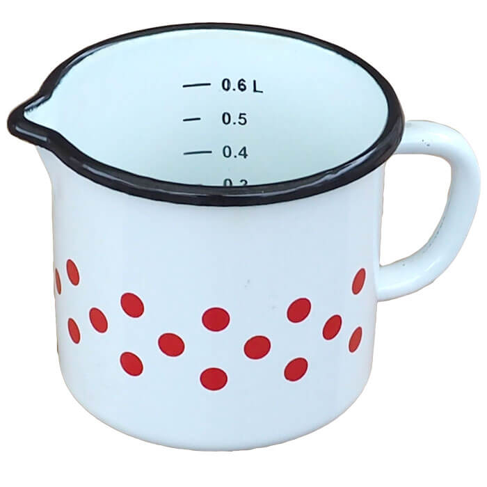 Smaltovaný hrnek s ouškem 0,6 L - tečkovanou