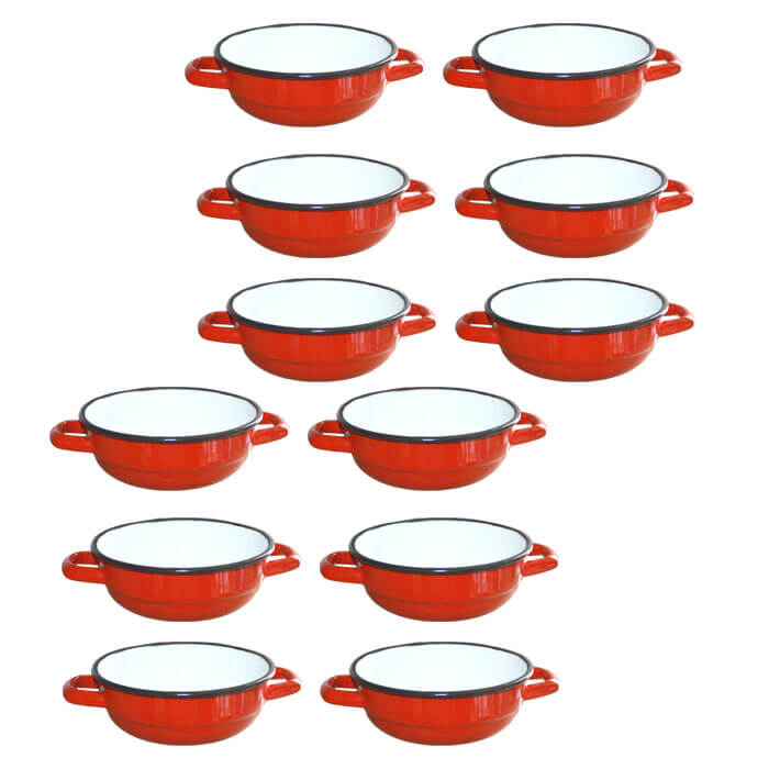 Souprava smaltovaných selských misek 16 cm 12 ks