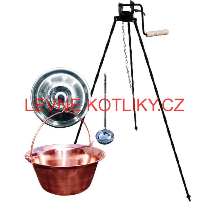 Měděný kotlík 20 L + stojan s kladkou VAR
