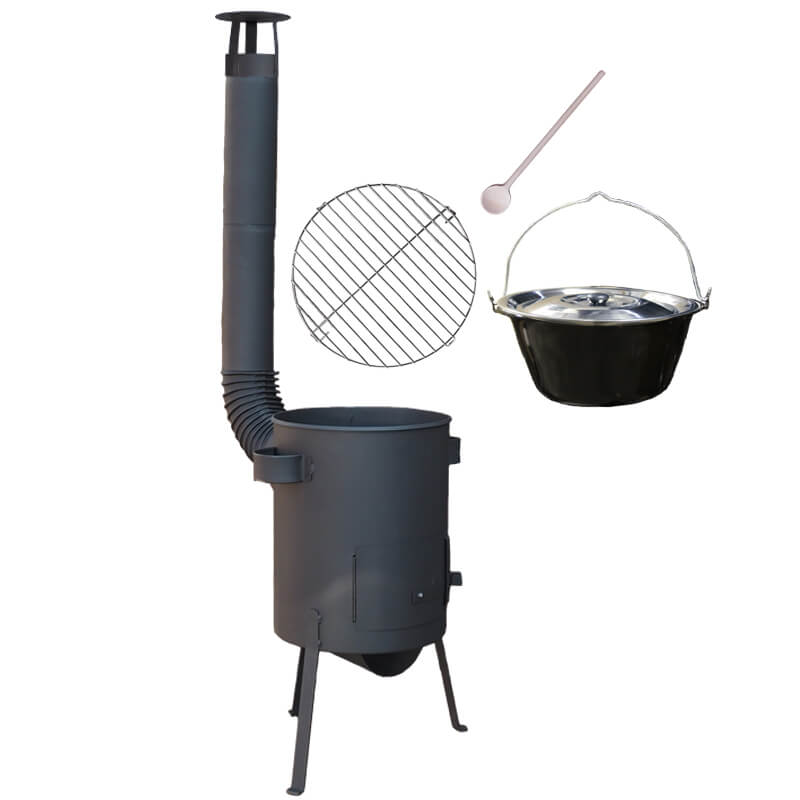 Smaltovaný kotlík 16 L + rošt na grilování 40 cm + vysoká kotlina 39 cm žáruvzdorná barva PLUS 600 4 MM