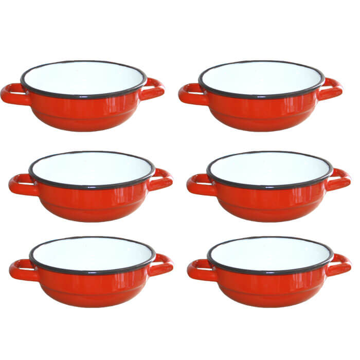 Souprava smaltovaných selských misek 14 cm 6 ks