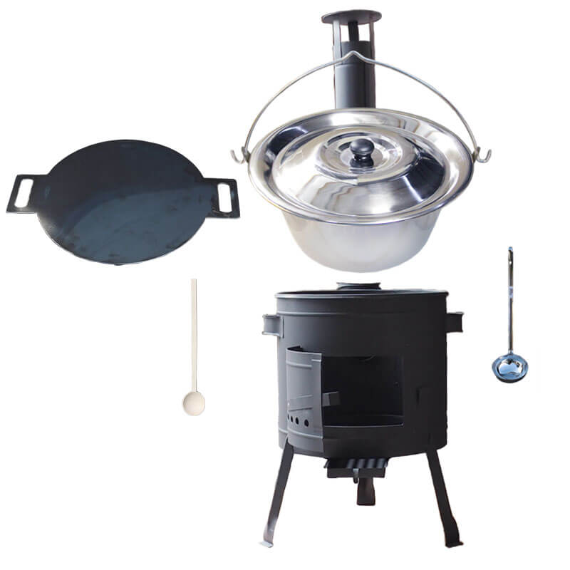 Nerezový kotlík 20 L (1,2 mm) INOX + železná pánev 44 cm UNI + kotlina 42 cm PLUS 600
