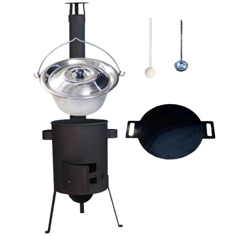 Nerezový kotlík 20 L (1,2 mm) INOX + železná pánev 44 cm UNI + kotlina 42 cm PLUS 600 4 MM