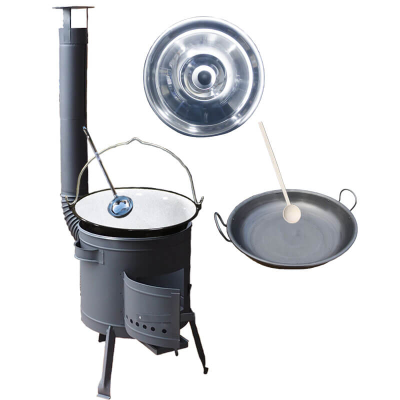 Smaltovaný kotlík 20 L (1,2 mm) + železná pánev 46 cm WOK + nízká žáruvzdorná kotlina 42 cm PLUS 600