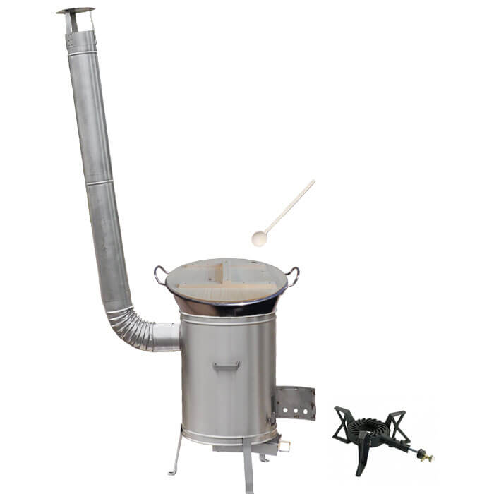 Zabijačkový nerezový kotel 100 L + nerezová kotlina 60 cm + hořák 7 kW a vařečka