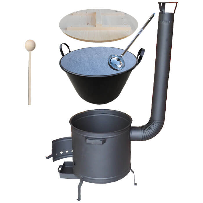 Smaltovaný kotel 100 L + žáruvzdorná kotlina 60 cm PLUS 600 + vařečka a naběračka BIG PARTY