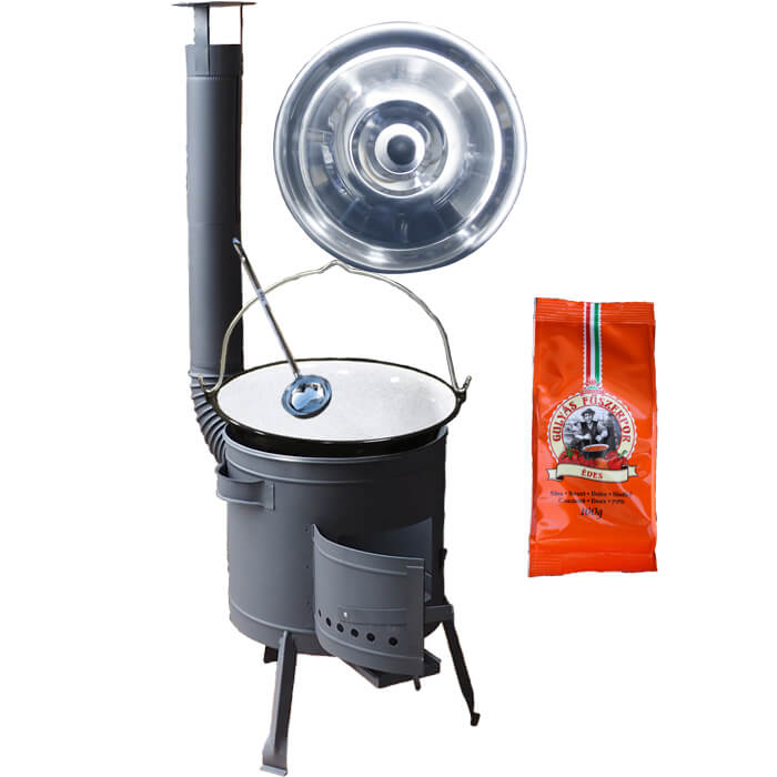 Smaltovaný kotlík 20 L (1,2 mm) + nerezová poklice + nízká žáruvzdorná kotlina (0,8 mm) 42 PLUS 600