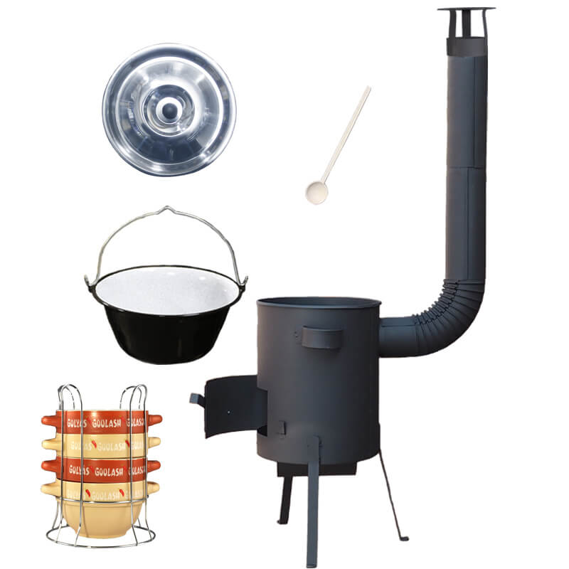 Smaltovaný kotlík 22 L (1,2 mm) + misky na guláš 4 ks + žáruvzdorná kotlina 42 PLUS 600 4 MM