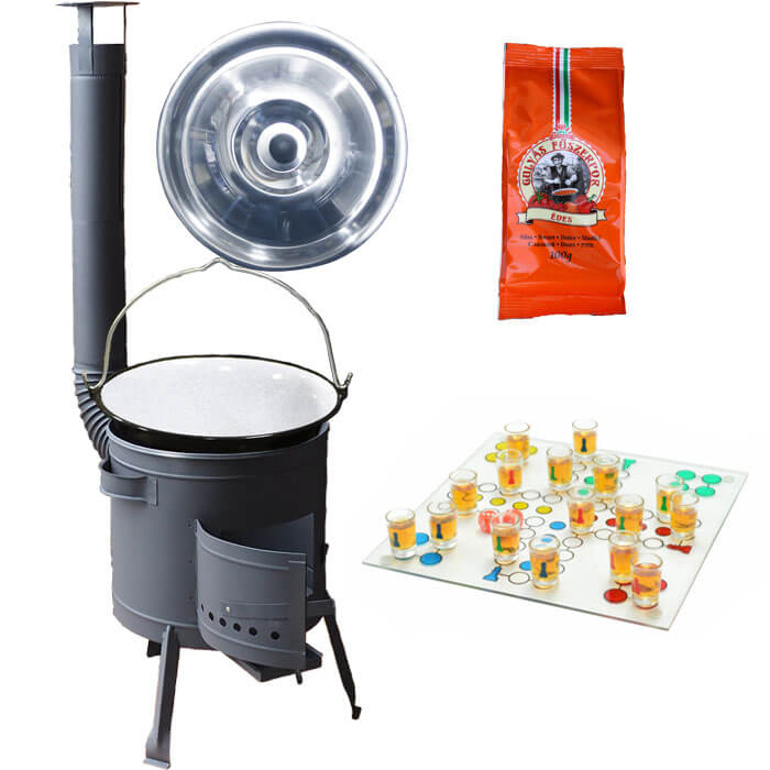 Smaltovaný kotlík 25 L (1,2 mm) + pepř + člověče pi už + nízká žáruvzdorná kotlina 42 PLUS 600