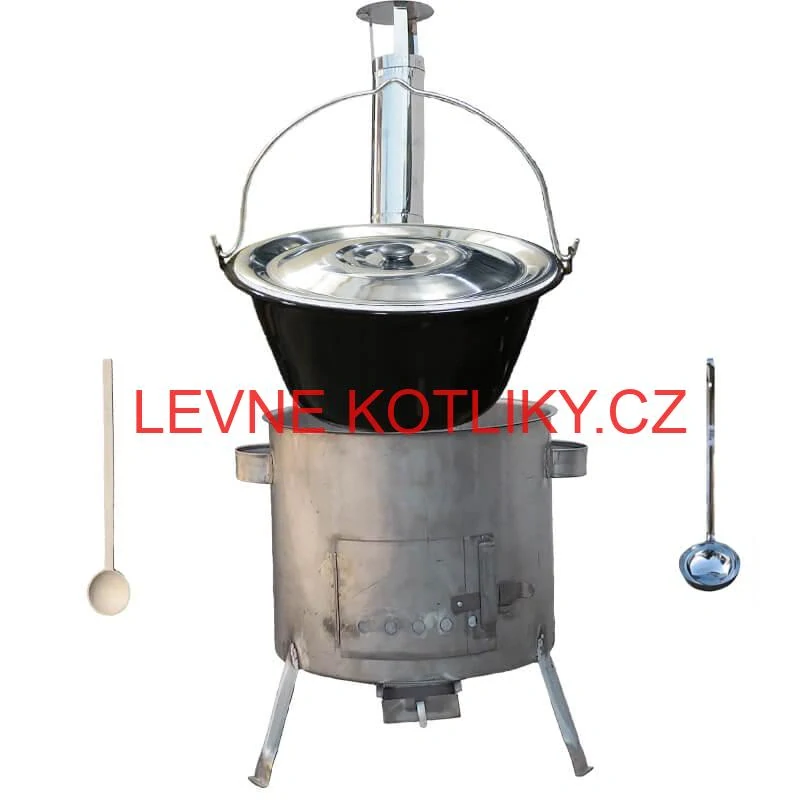 Smaltovaný kotlík 30 L (1,2 mm) + nerezová kotlina 45 cm (1,5 mm) STRONG CLASSIC