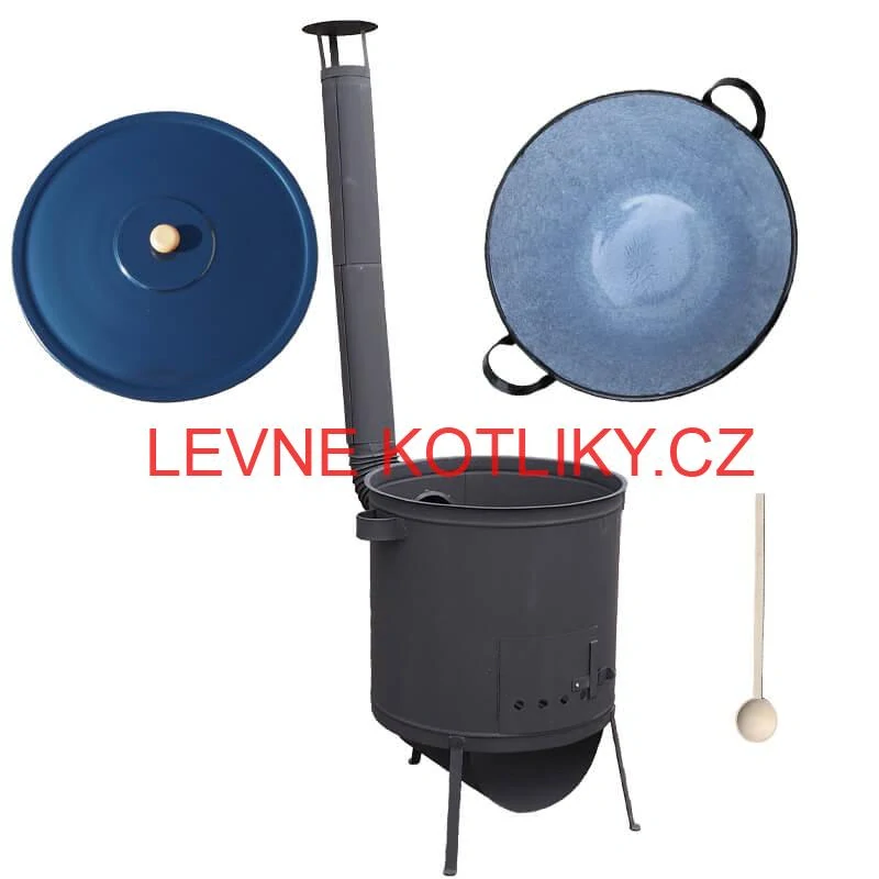 Smaltovaný kotel 70 L na zabijačku + žáruvzdorná kotlina 53 PLUS 600 4 MM + vařečka