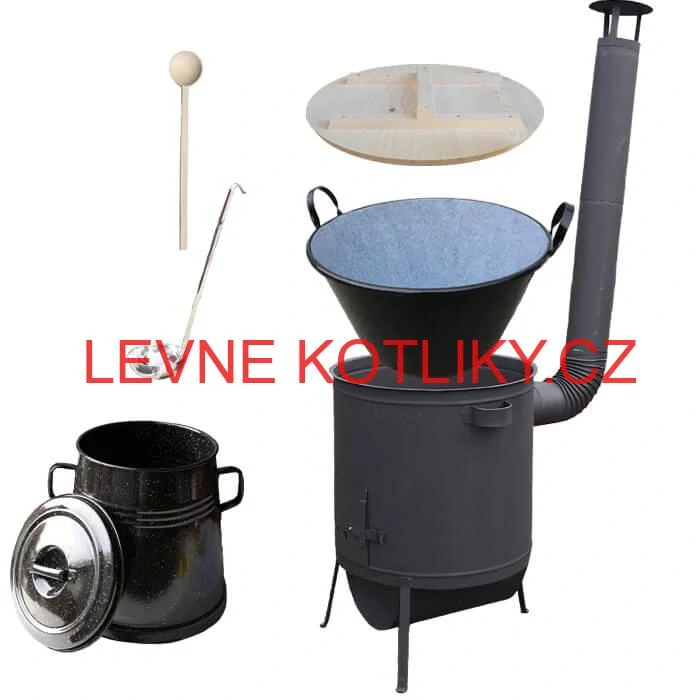 Smaltovaný kotel 100 L + žáruvzdorná kotlina 60 PLUS 600 4 MM + nádoba na sádlo 10 L