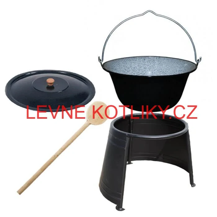 Smaltovaný kotlík 8 L (1,2 mm) + poklice + chránič plamene