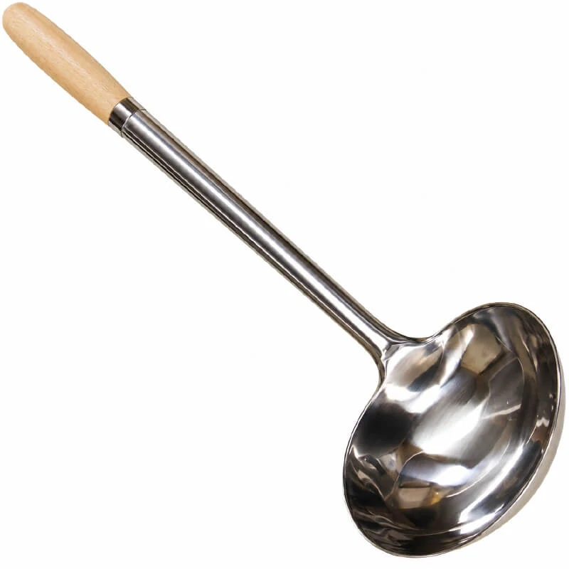 Nerezová naběračka 250 ml s dřevěnou rukojetí – 51,5 cm