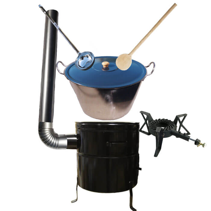 Zabijačkový nerezový kotel 60 L + kovová kotlina 53 cm + litinový hořák