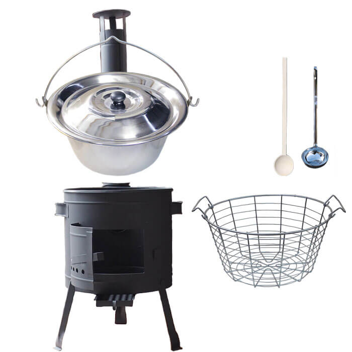 Nerezový kotlík 20 L (0,8 mm) + drátěný koš + žáruvzdorná kotlina 42 PLUS 600