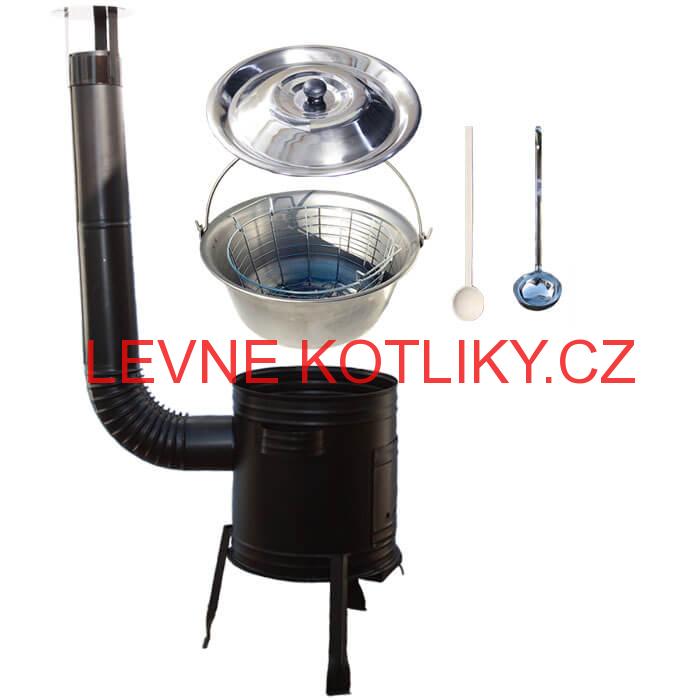 Nerezový kotlík 20 L (1,5 mm) + drátěný koš + kovová kotlina 42 Easy party (KOV)