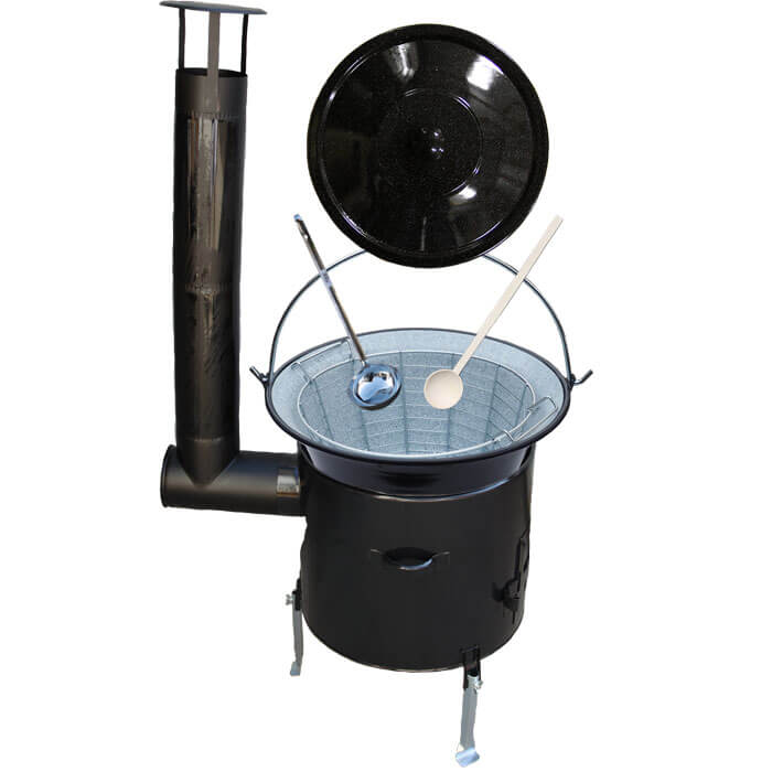 Smaltovaný kotlík 30 L (1,2 mm) + drôtený kôš + smaltovaná kotlina 45 Easy party (SMALT)