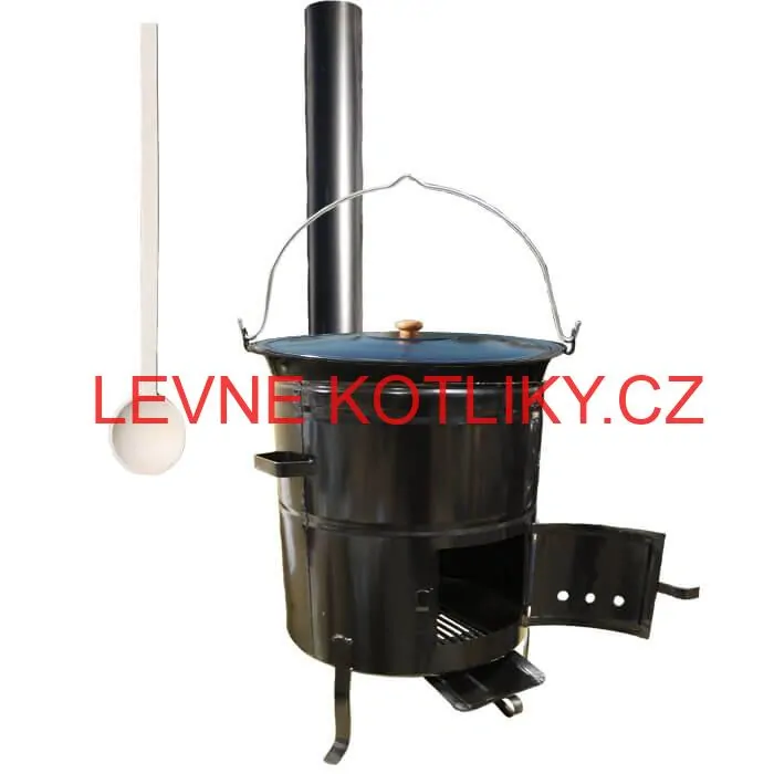 Smaltovaný kotlík 50 L (1,2 mm) + kovová kotlina 50 CLASSIC (KOV) + kouřovod Max Party