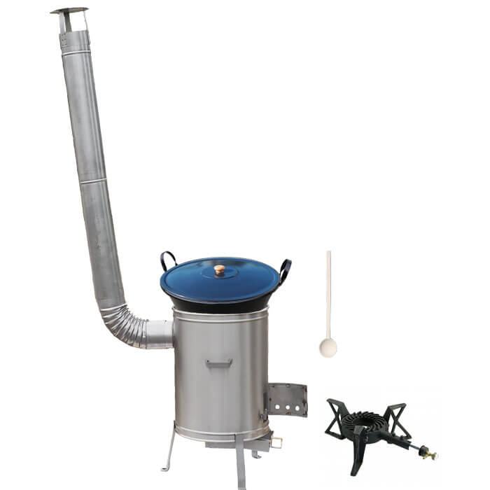Zabijačkový smaltovaný kotel 80 L + nerezová kotlina 56 cm + hořák 7 kW