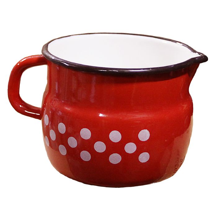 Smaltovaný hrnek s výlevkou  1,5 L (tečky)