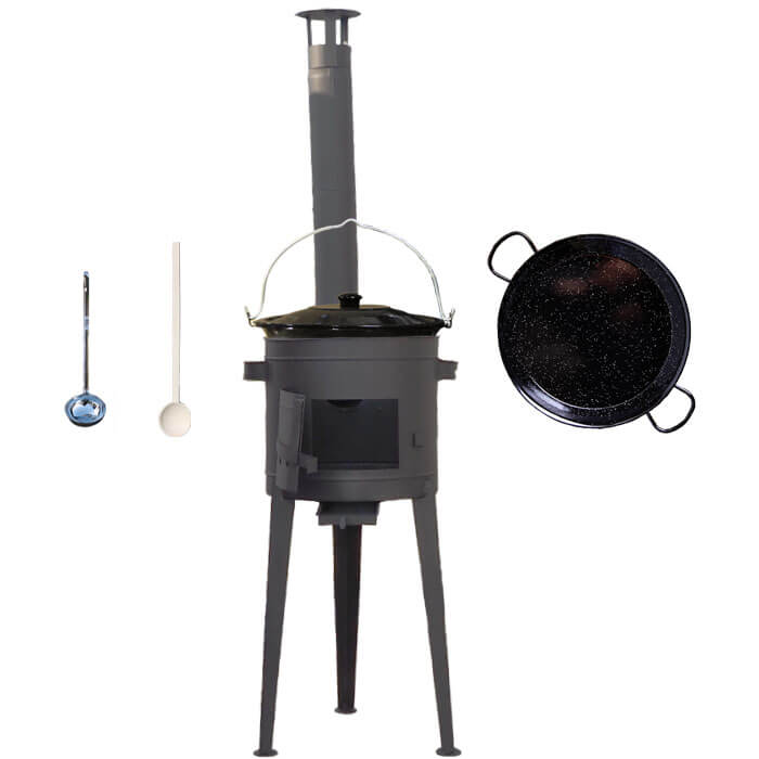 Smaltovaný kotlík 20 L (1,2 mm) + Paella smaltovaná pánev 46 cm + žáruvzdorná vysoká kotlina 42 PLUS 600
