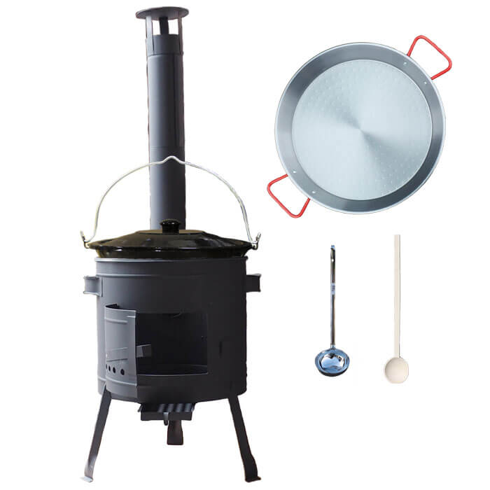 Smaltovaný kotlík 16 L + Paella ocelová pánev 46 cm + žáruvzdorná nízká kotlina 39 PLUS 600