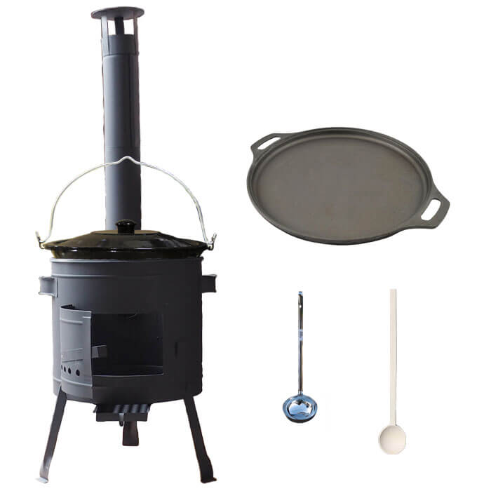 Smaltovaný kotlík 20 L (1,2 mm) + Litinová pánev 43 cm + žáruvzdorná kotlina 42 PLUS 600