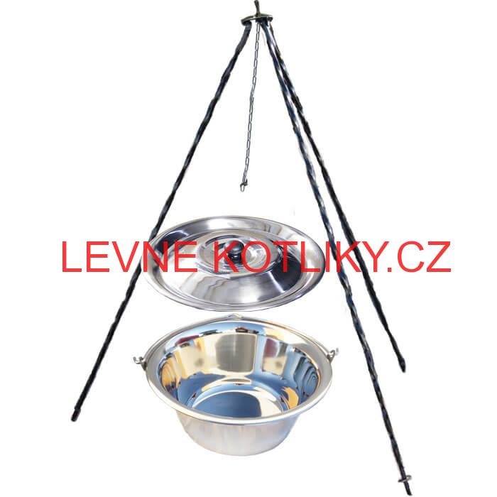 Nerezový (Antikor INOX) kotlík 14 L poklice + trojnožka 1,20 m