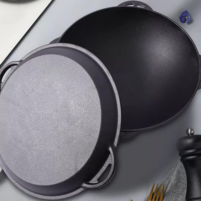 Litinový wok s poklicí (panvicí) 37 cm 3 v 1