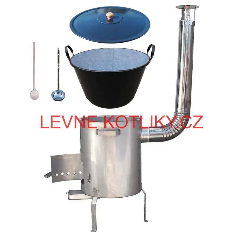 Zabijačkový smaltovaný kotel 60 L + nerezová kotlina 1,5 mm 50 cm STRONG EXCLUSIVE