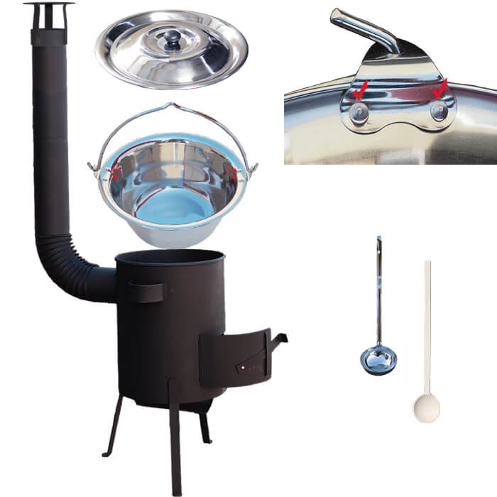 Nerezový kotlík 15 L s nýty (0,8 mm) INOX + žáruvzdorná kotlina 36 PLUS 600 4 MM