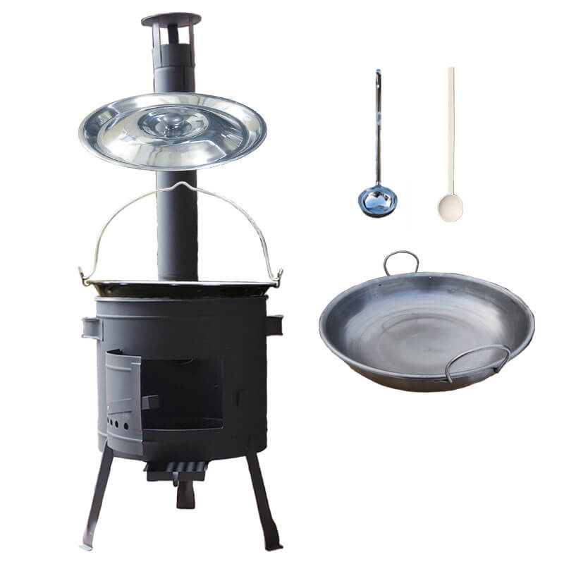 Smaltovaný kotlík 20 L (1,2 mm) + železná pánev 46 cm WOK + nízká žáruvzdorná kotlina 42 cm PLUS 600