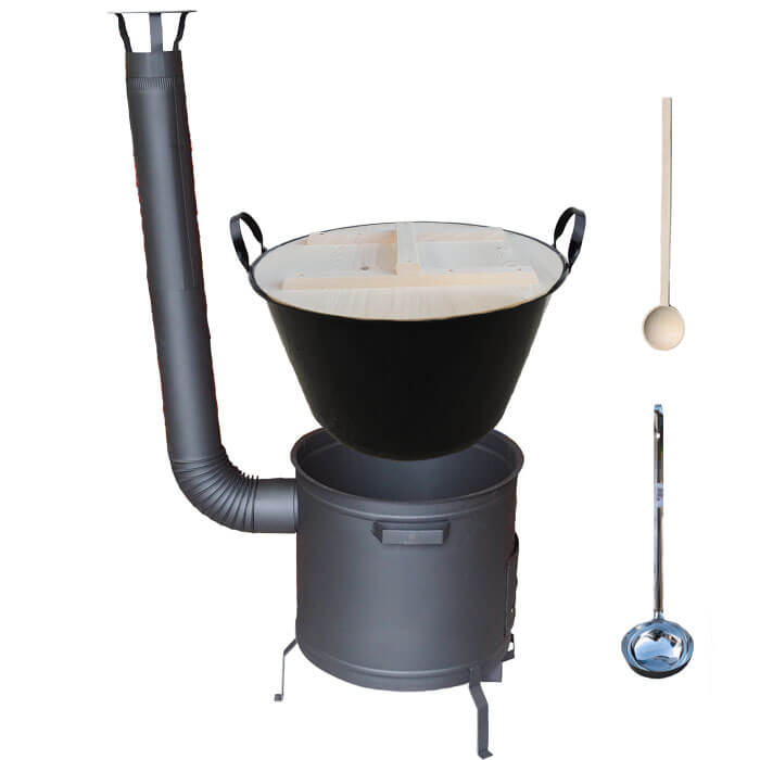 Smaltovaný kotel 100 L + žáruvzdorná kotlina 60 cm PLUS 600 + vařečka a naběračka BIG PARTY