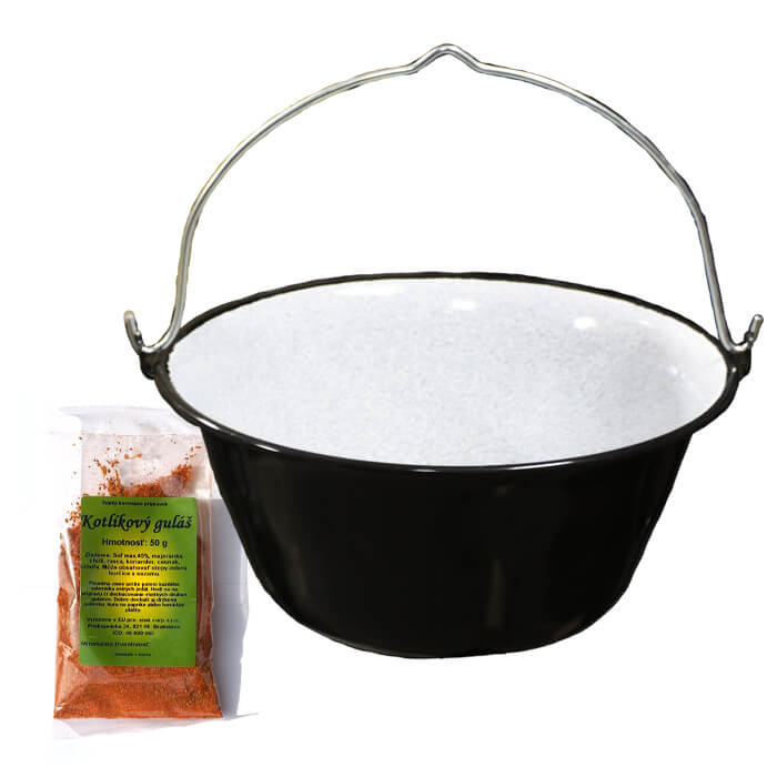 Smaltovaný kotlík 16 L + koření na kotlíkový guláš 50 g