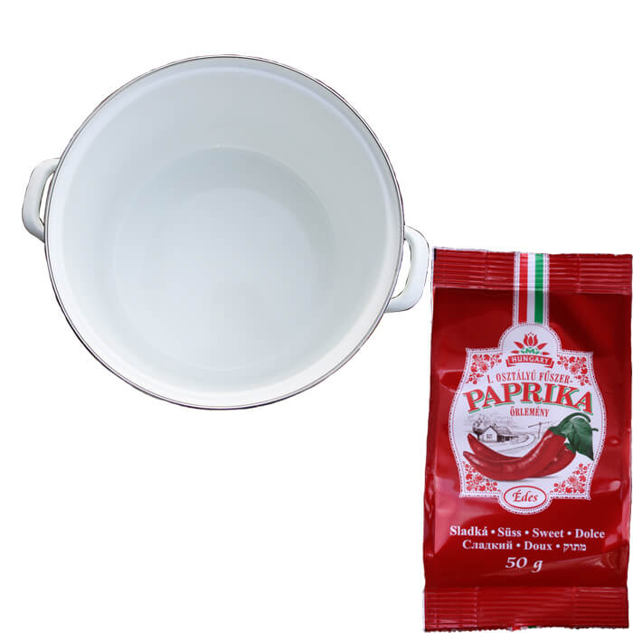 Smaltovaný hrnec s poklicí 13 L kuchař + sladká paprika GURMÁN 50 g