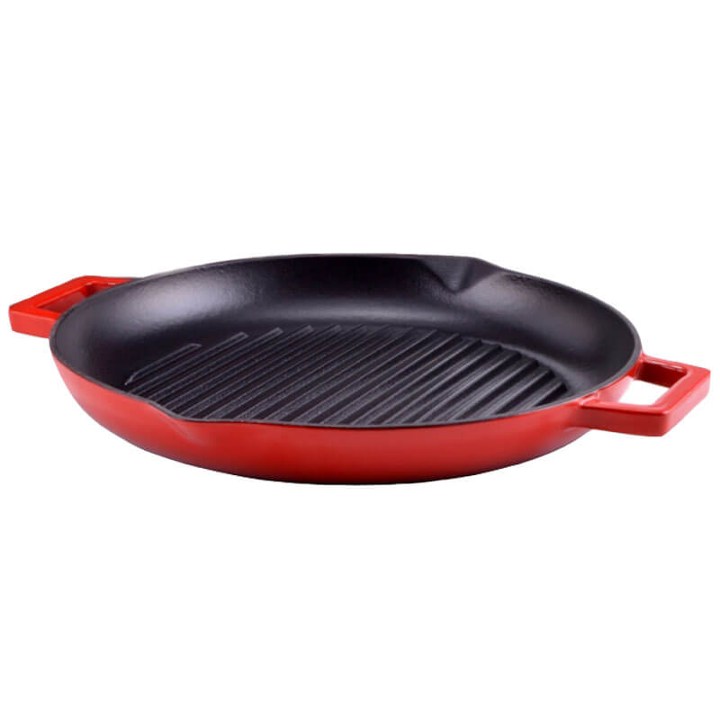 Litinová posmaltovaná pánev na grilování 31 cm s výlevkami BBQ