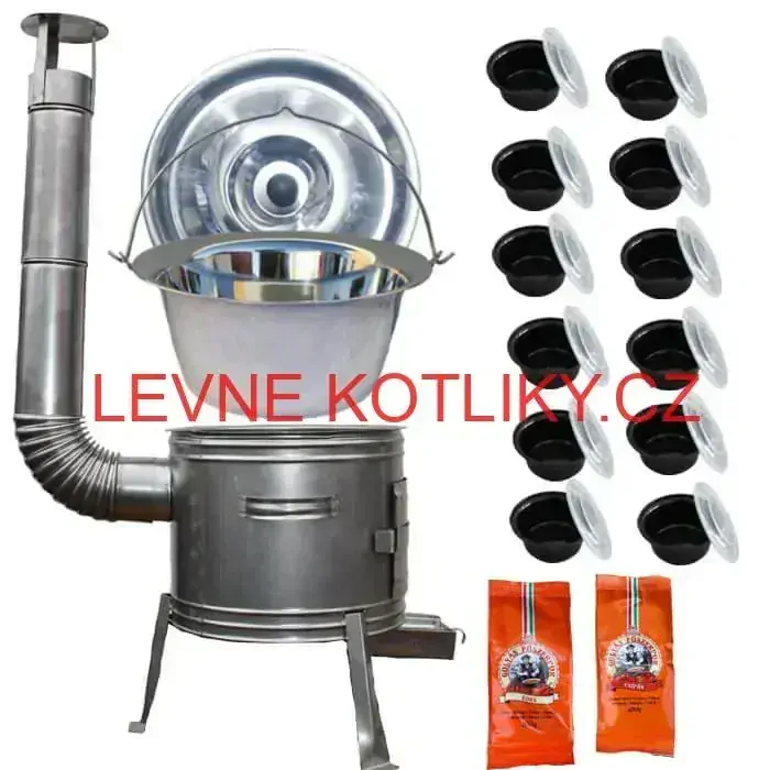 Nerezový kotlík 22 L (0,8 mm) INOX + nerezová kotlina 42 cm TOPLUX + misky 12 ks + 2 x pepř na guláš 100 g