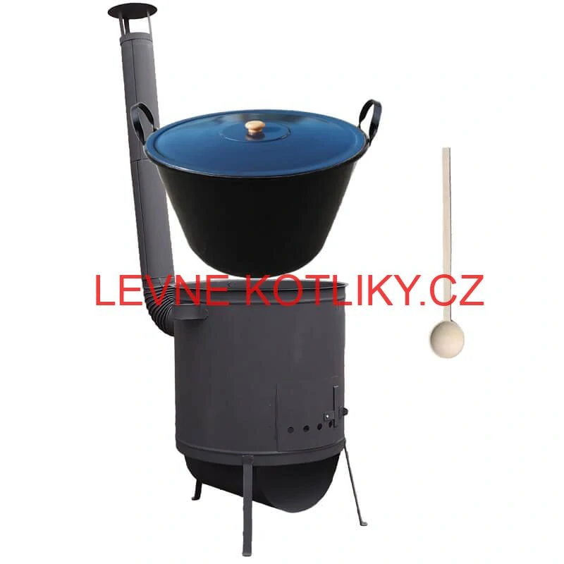 Smaltovaný kotel 70 L na zabijačku + žáruvzdorná kotlina 53 PLUS 600 4 MM + vařečka